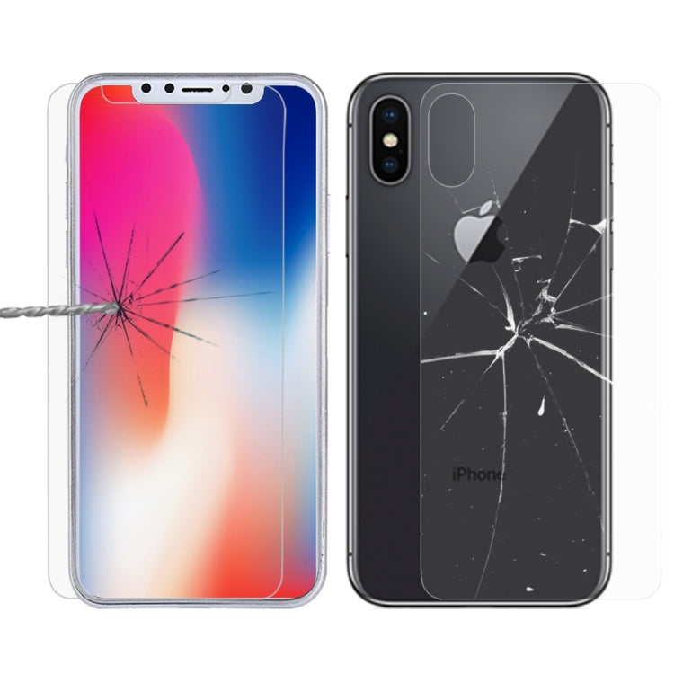 Per iPhone X 9H Durezza superficiale 2.5D Proteggi schermo anteriore + posteriore in vetro temperato trasparente Per iPhone X 9H Durezza superficiale 2.5D Proteggi schermo anteriore + posteriore in vetro temperato trasparente